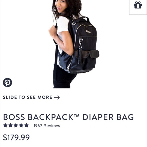COPY - ItzyRitzy Black Herringbone Boss Backpack Diaper Bag - Picture 9 of 10